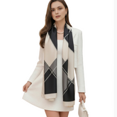 180x90 Seidenschal 180x90 beige schwarz klassisch N324